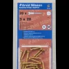Træskrue messing 3 x 20 mm 20-pak Skruer