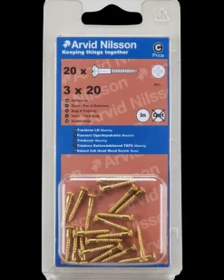 Træskrue messing 3 x 20 mm 20-pak Skruer